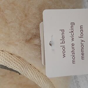 Secret Treasures Slippers Fluffy Scuff Wool Blend Beige Winter Womens Size 7